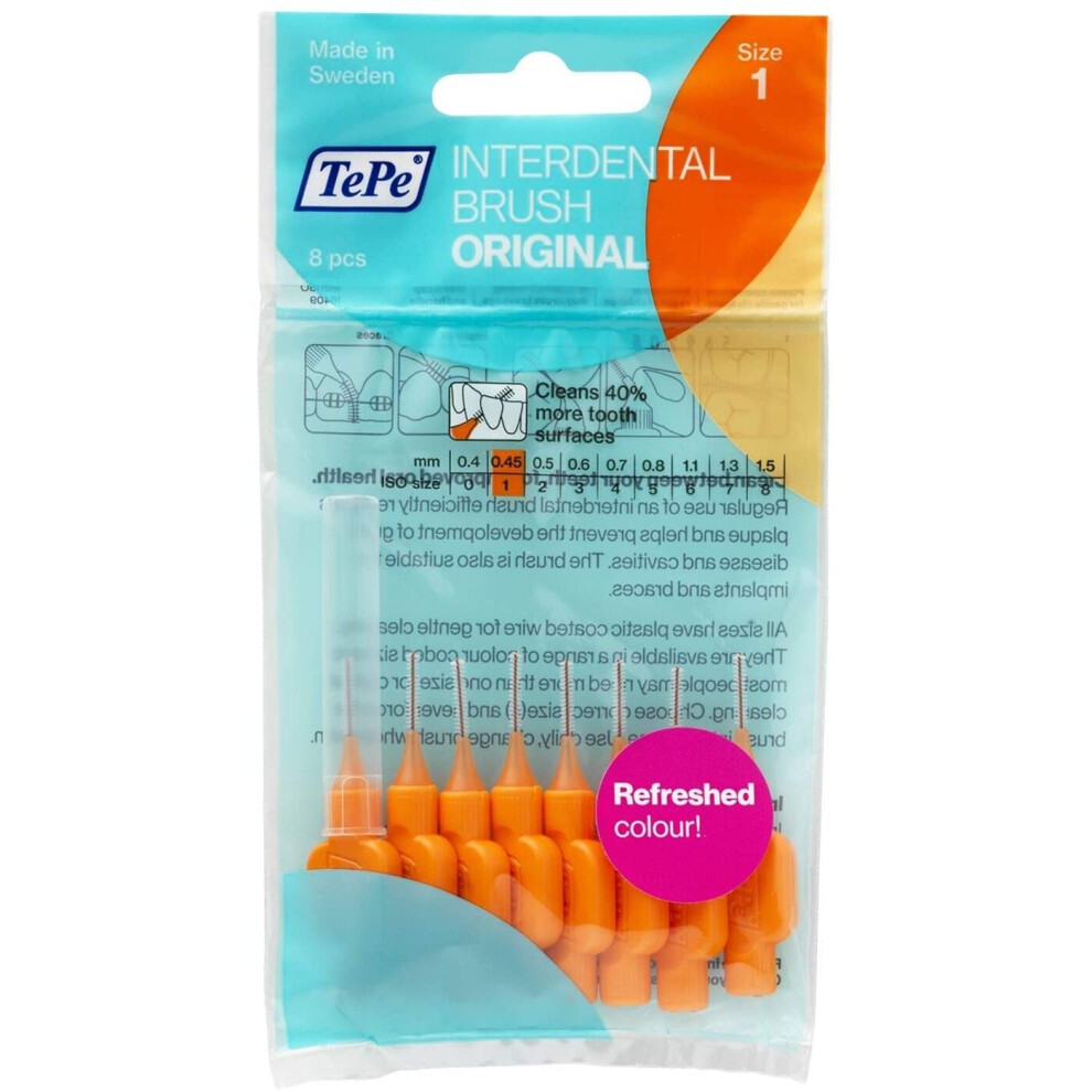 TePe Interdental Brushes, 0.45 mm (Pack of 8)-Orange