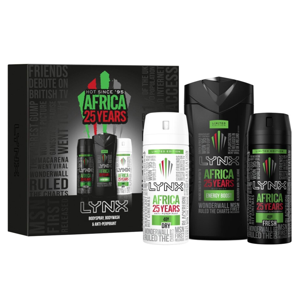 (Buy 1) Lynx Africa 25 Years Gift Set, For Brother, Boys & Teens, Deodorant & Shower Gel