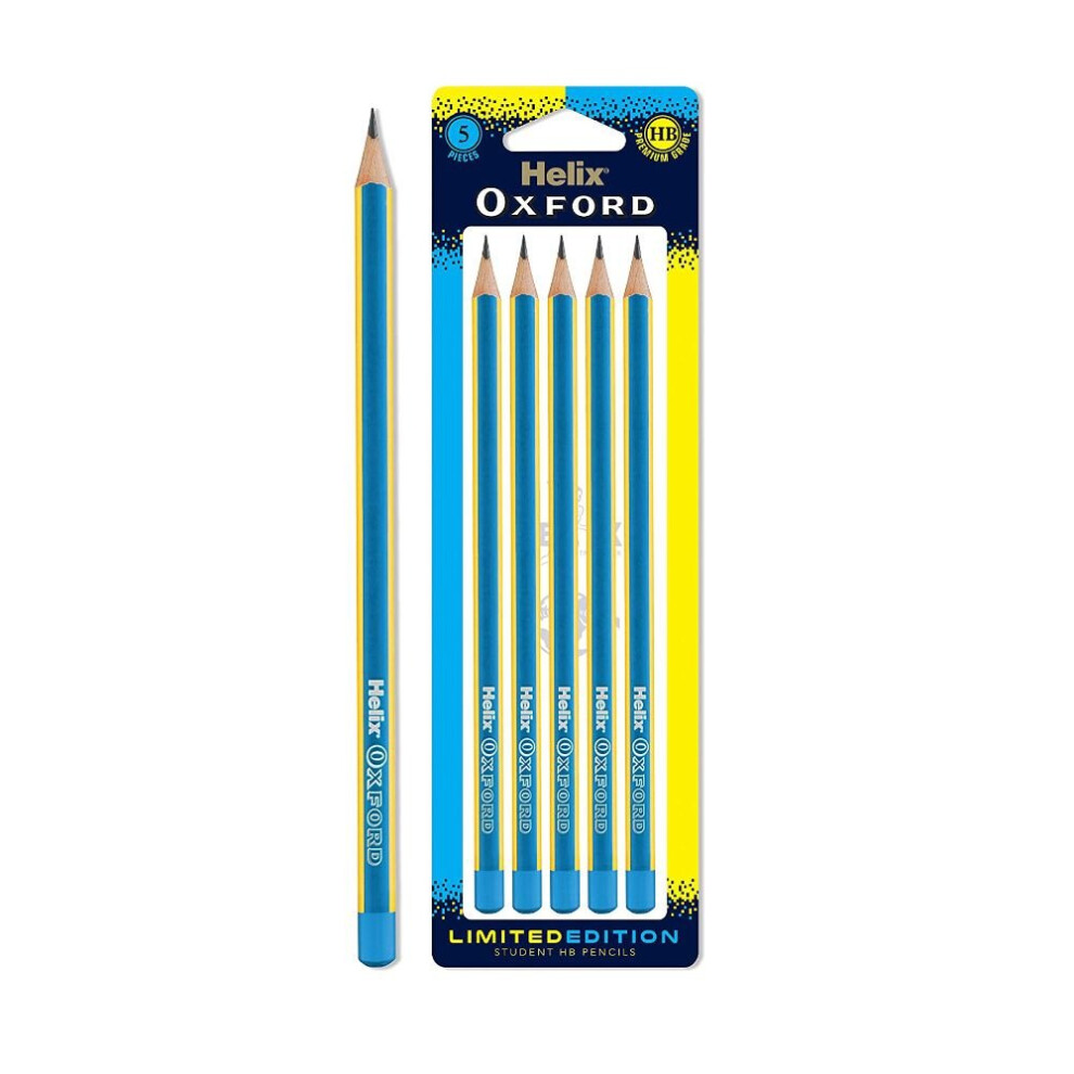 Helix Oxford Clash Pencils Pack Of 5 Blue/Yellow