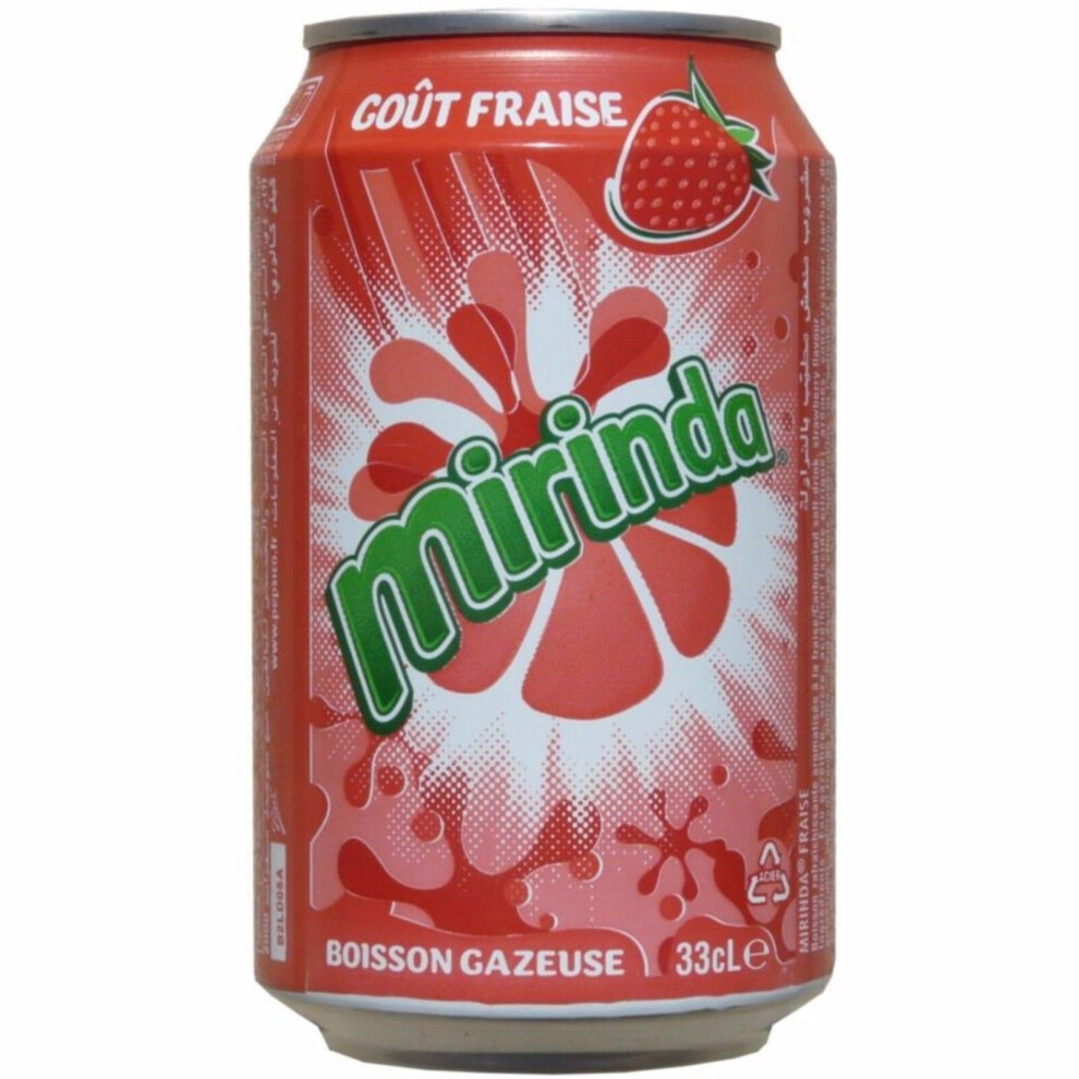 Mirinda Strawberry Soda 330Ml Pack Of 24 - Sparkling Strawberry Flavour Soft Drink