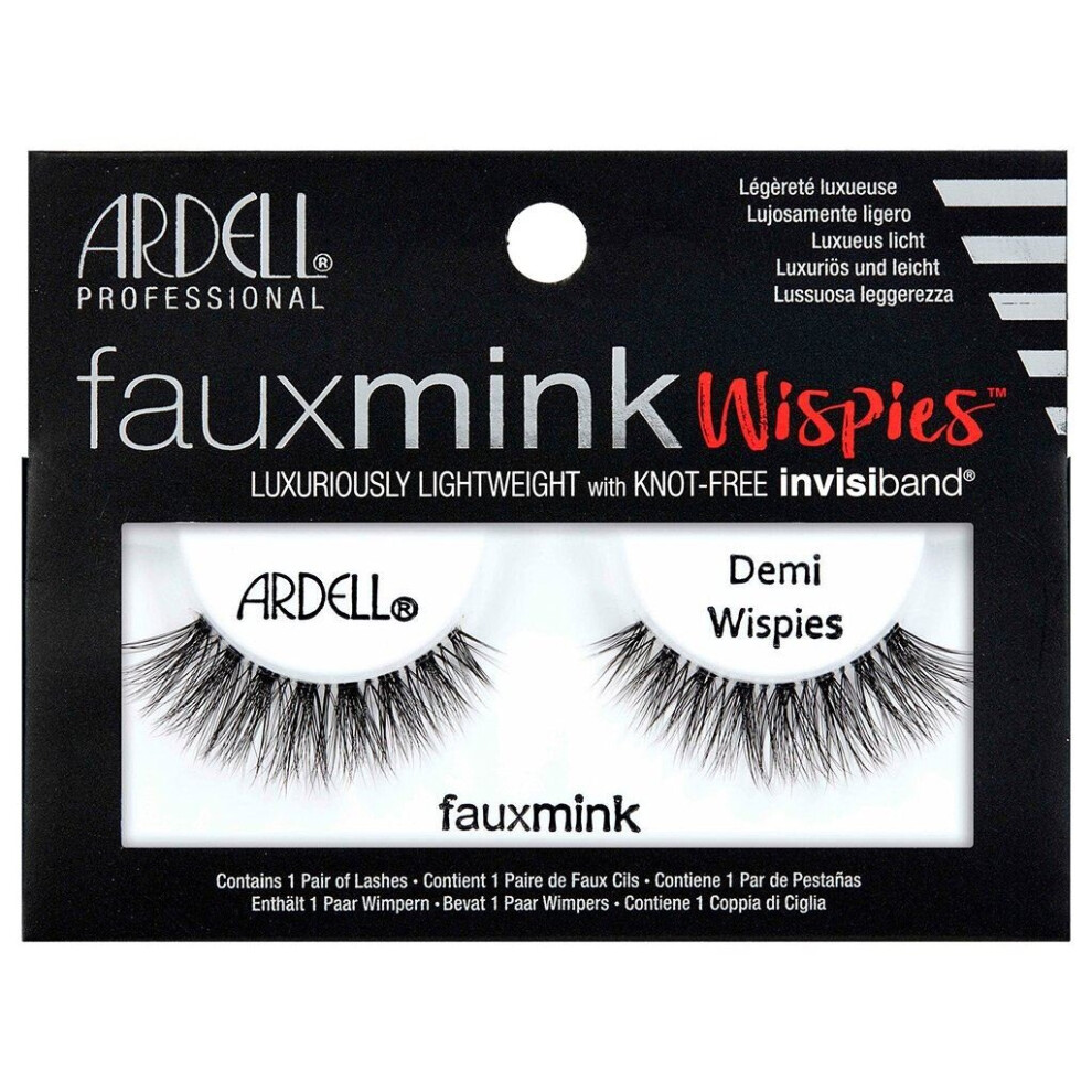 Ardell Faux Mink Eyelashes - Black Demi Wispies with Knot Free Invisiband