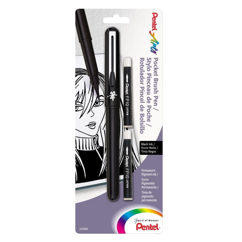 Pentel Pocket Brush Pen Barrel Ink Black