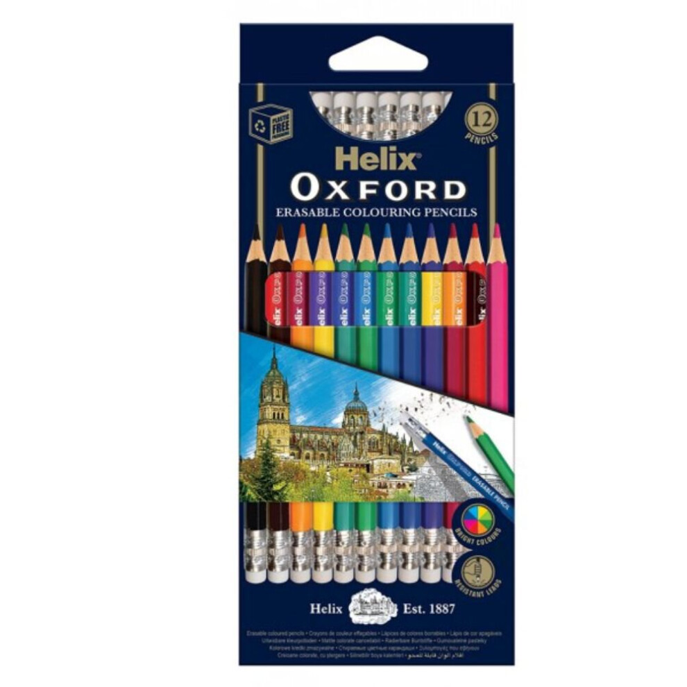 Helix Oxford Erasable Colouring Pencils Pack Of 12