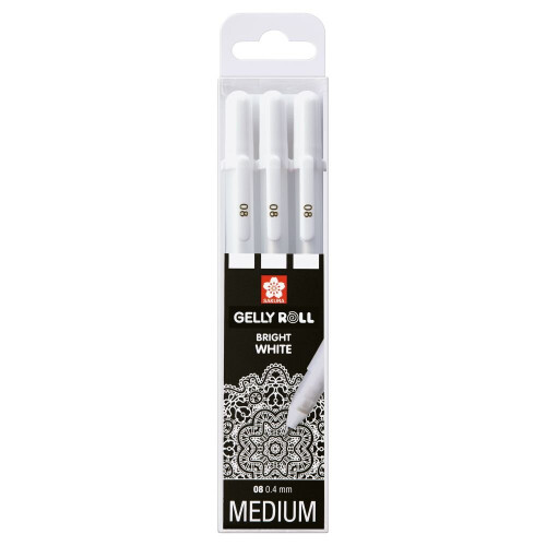 Estojo com 3 Canetas Sakura Gelly Basic Real - Branco - Sakura