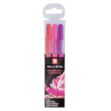 Penna a gel - SAKURA - Gelly Roll - Moonlight Fluorescent - Set di 3 - Colori vivaci