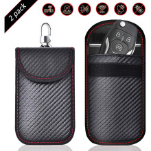 2-Pack Small Faraday Pouches for Car Keys - 100% Signal Blocker RFID Key Fob Bags, PU Leather with Sturdy Hook