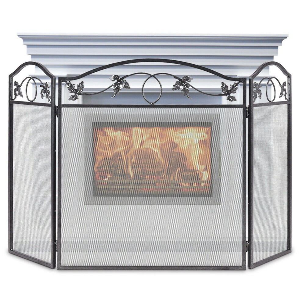 Photos - Fireplace Accessory Costway 3 Panel Foldable Fire Screen Protector Fireplace Fence Freestanding