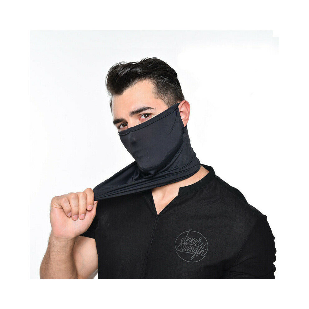 (Black) Neck Gaiter Tube Scarf Face Mask Bandana Motorcycle Cycling Balaclava Black 7032551613920