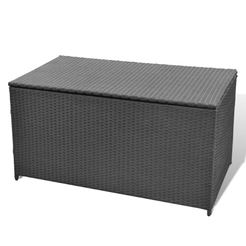 VidaXL vidaXL Garden Storage Chest Poly Rattan Black Outdoor Patio Utility Box Case