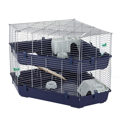 Little-Friends Corner Rabbit Guinea Pig Cage Huge Indoor Double Tier Blue Base