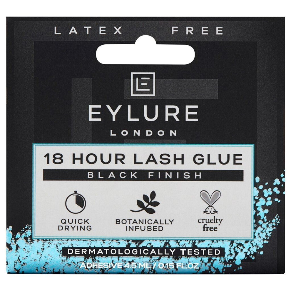 Eylure 18 Hour False Lash Glue - Black Finish - 4.5ml Quick Drying & Latex Free