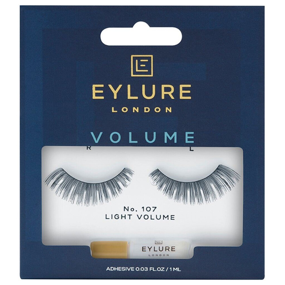 Eylure Volume Handmade False Black Eyelashes - 107 - Lash Glue is Included