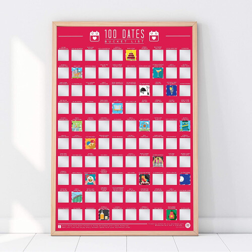 100 Dates Scratch Off A2 Bucket List Poster