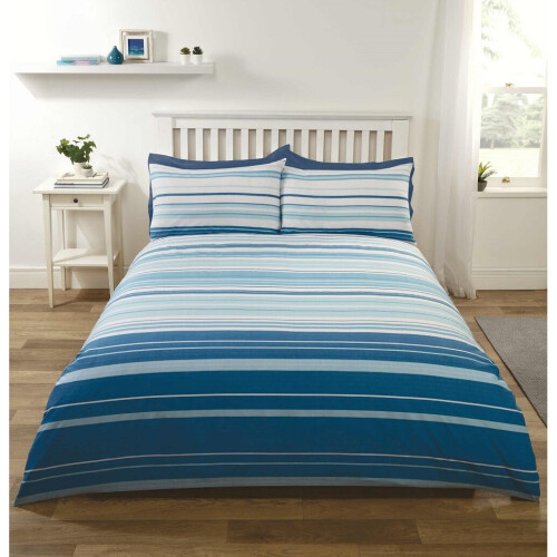 (Double) Stratford Stripe Duvet Set in Blue