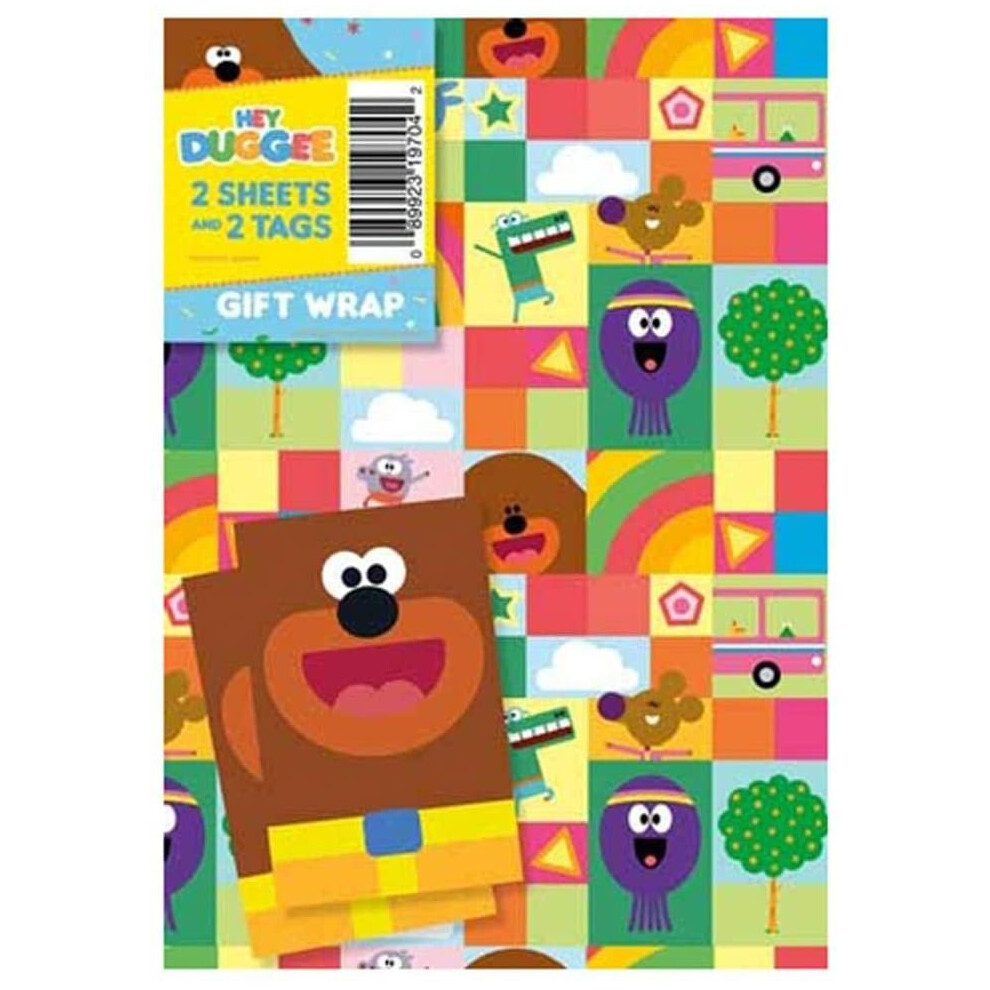 Hey Duggee HD006 Wrapping Paper 2 Sheet and 2 Gift Tag