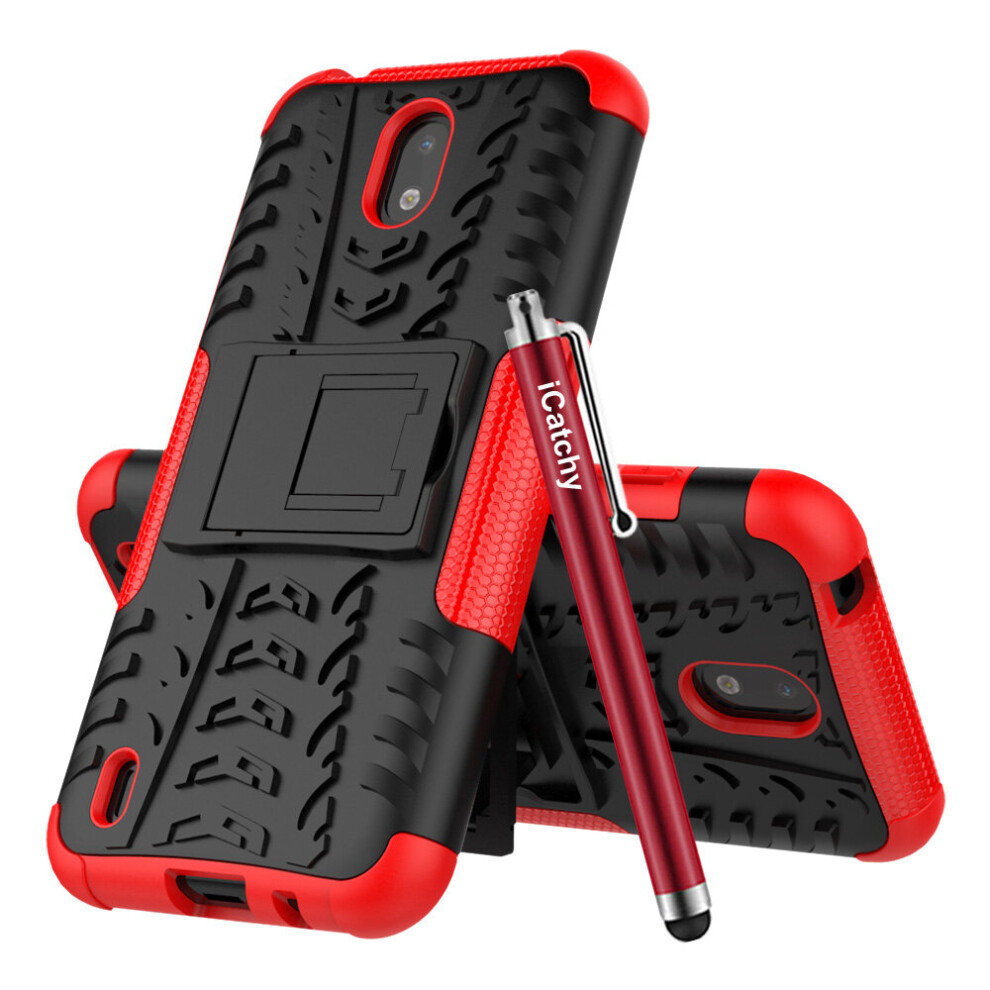 (Red) For Nokia 1.3 Hybrid Shockproof Case Red 5056298005697