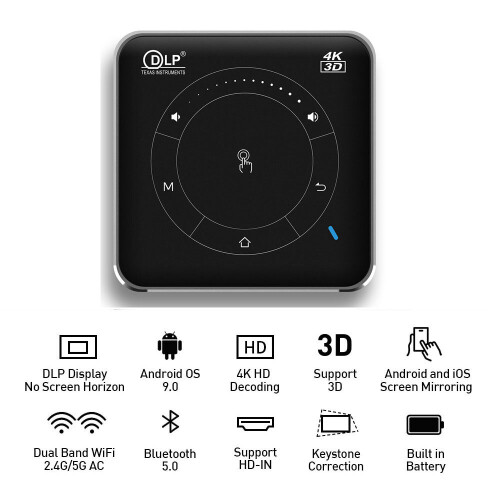 (2G RAM 16G ROM) Smart Pocket Mobile 3D Mini Projector Support Miracast Airplay Wifi 1