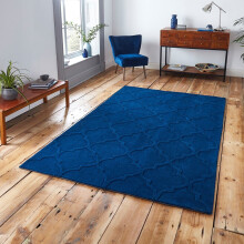 (150X230cm) Hong Kong Rugs HK8583 in Navy Geometric Soft Acrylic Mats