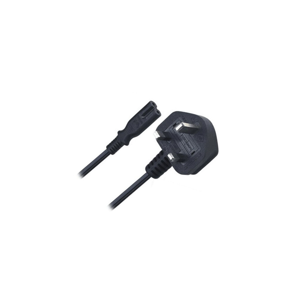 1.5M C7 Figure 8 To UK 3 Pin Mains Power Lead Cable - Black