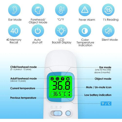 Infrared No-Contact Ear Thermometers Digital Forehead Thermometer 2