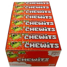 Chewits Strawberry Flavour Chewy Sweets - 24 x 10 pcs, Contains Fruit Juice, No Hydrogenated Fats