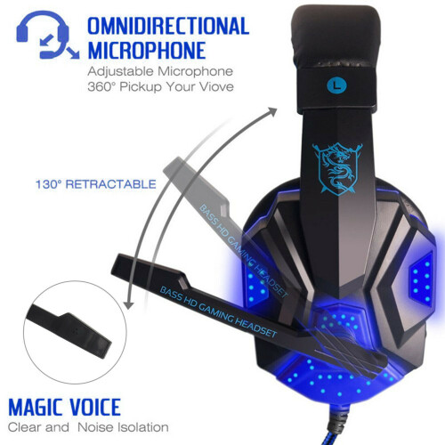 3.5mm Gaming Headset USB Wired Headphone Stereo For Xbox One PS4 PC 1