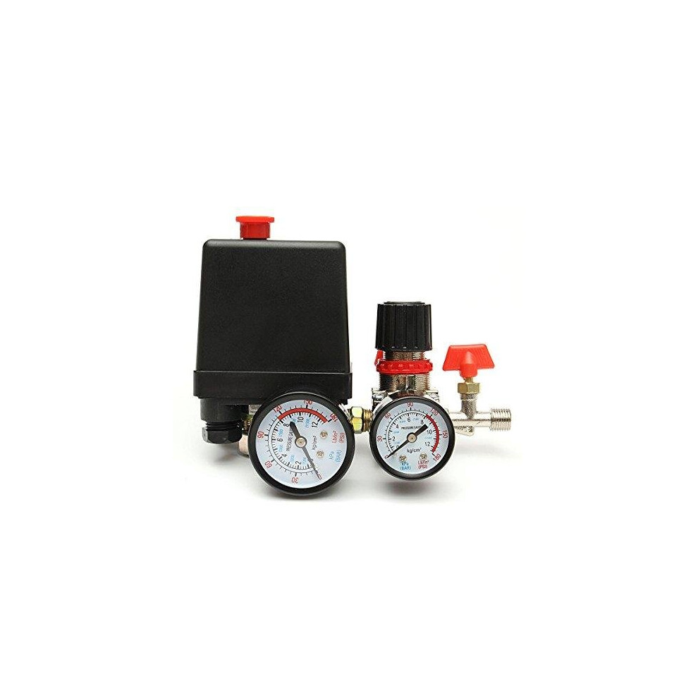 MASUNN 125PSI Air Compressor Pressure Valve Switch Control Manifold Regulator Gauges