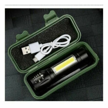 LED Torch USB Rechargeable Flashlight Police Zoomable Camping Hiking Lamp Small