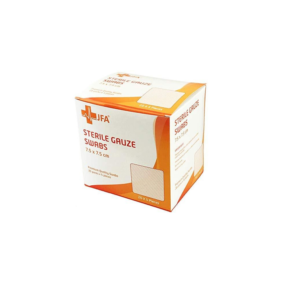 Premium Sterile Gauze Swabs 7.5cm x 7.5cm - Pack of 100