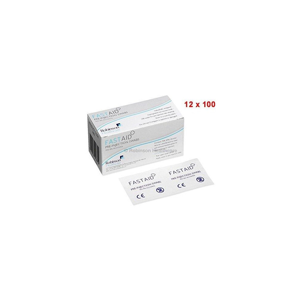 Robinson Healthcare 12 Pack - Cleaning Swabs (Also Used As Pre-Injection Swab) 70% Ipa Alcohol 100'S X 12