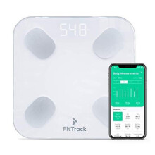 Digital Body Weight Bathroom Scale FitTrack Dara - FDA Approved Body Fat Scale - BMI Digital Smart Scale & Body Composition Analyzer Monitor - Most