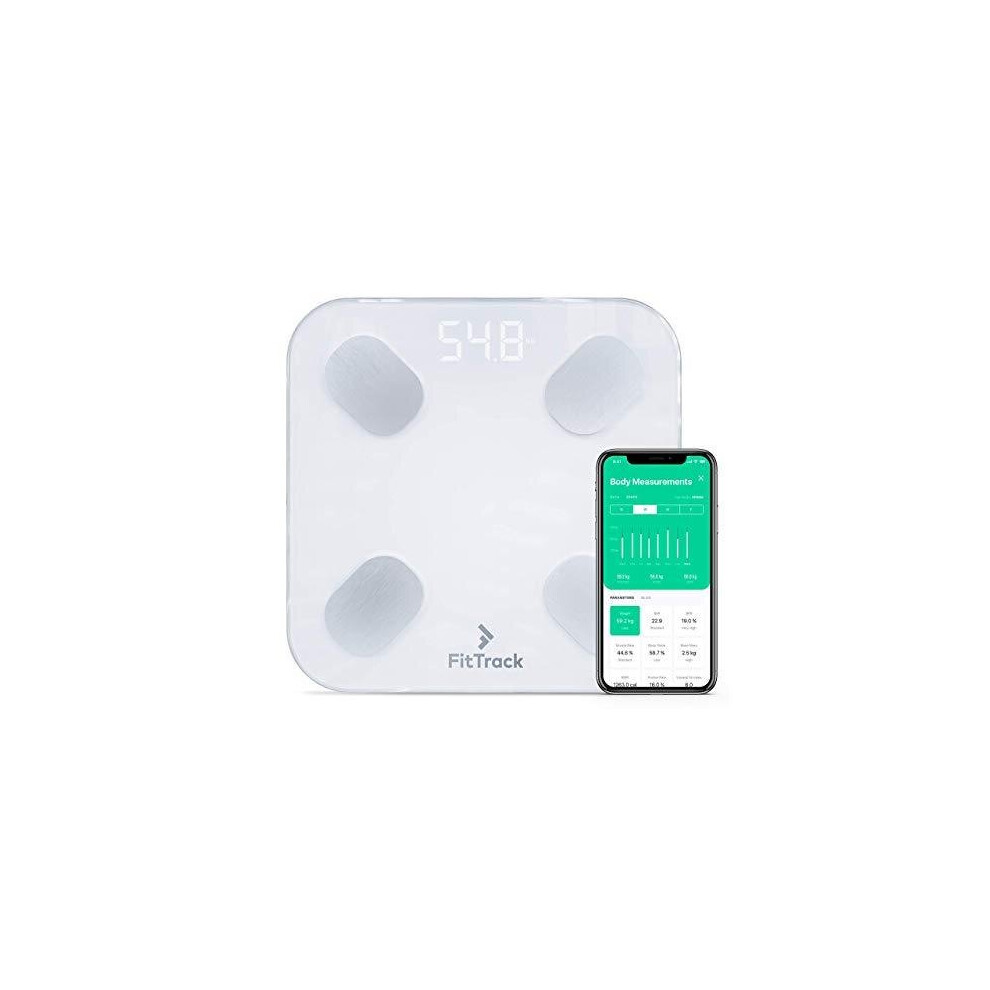 Fittrack Digital Body Weight Bathroom Scale Dara - Fda Approved Body Fat Scale - Bmi Digital Smart Scale & Body Composition Analyzer Monitor - Most White