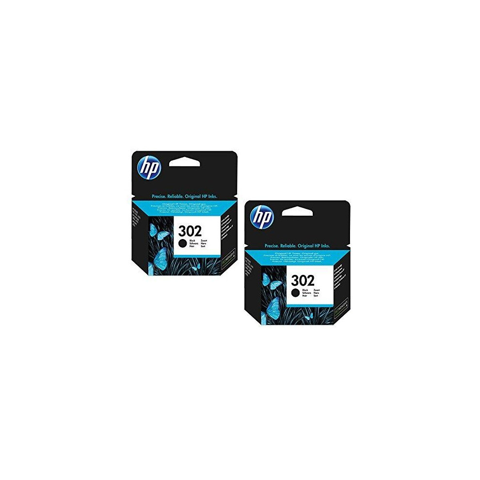 HP 302 Black Original Standard Capacity Ink Cartridges - 2 Pack