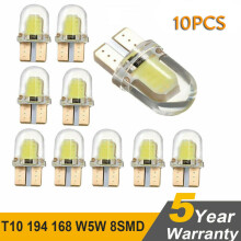10X T10 194 168 LED Light Bulbs W5W 8SMD CANBUS Silica Bright White License Lamp