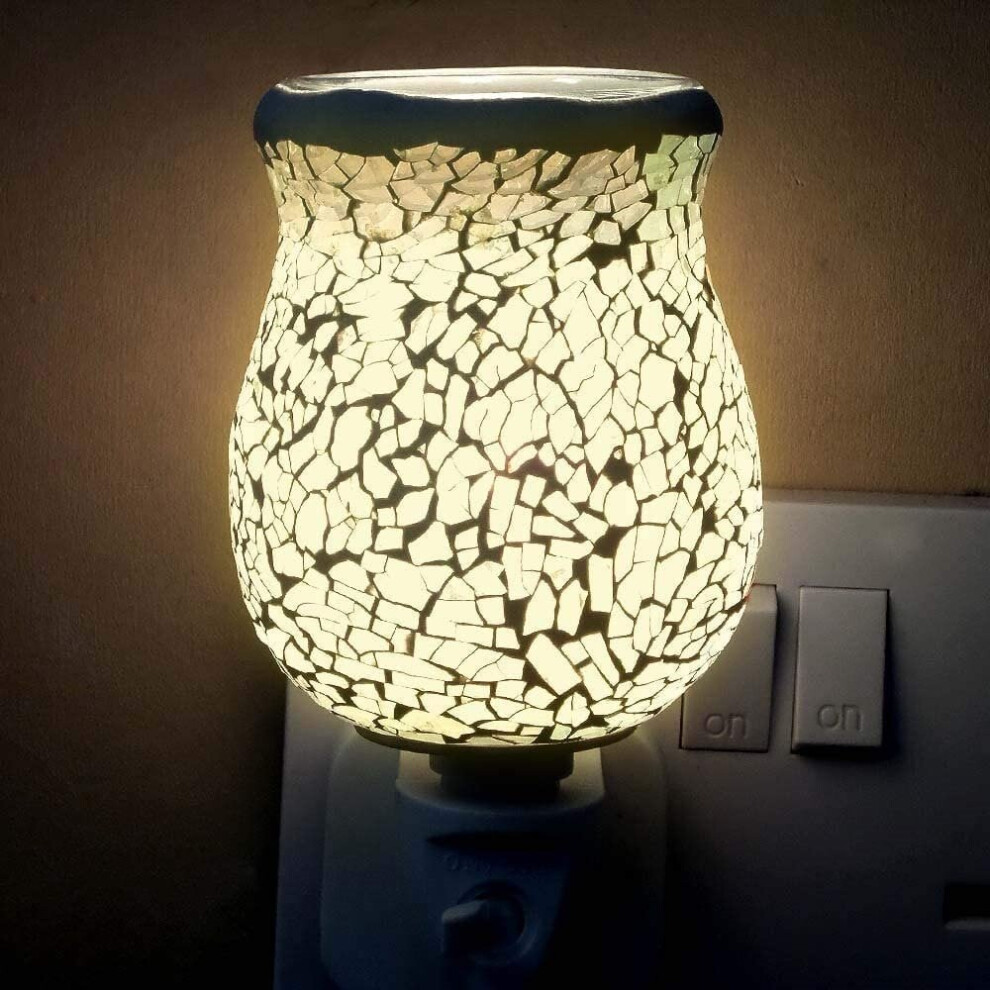 (White Glow) Electric Plug In Mosaic Wax Oil Warmer Fragrance