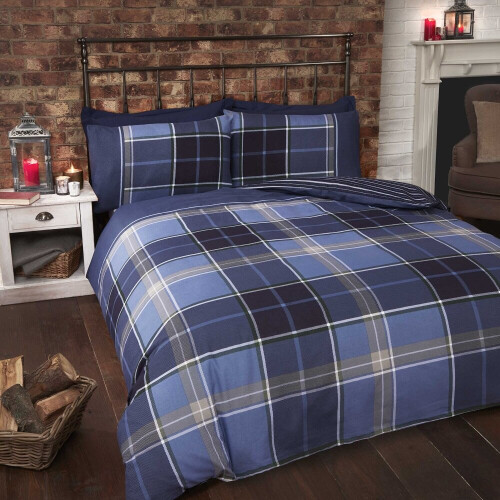 (Single) Argyle Duvet Set in Blue