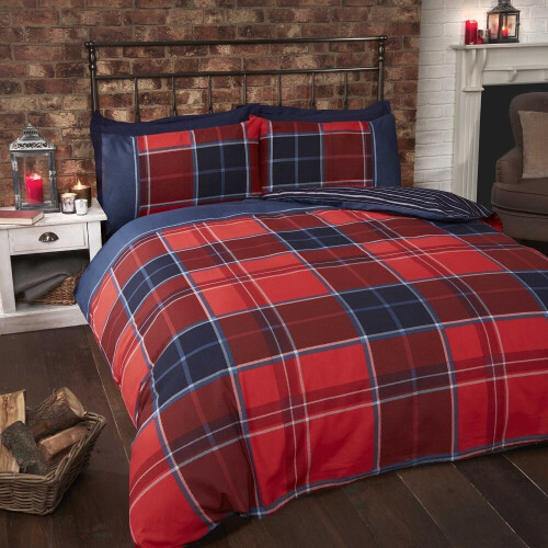 Argyle Double Duvet Cover Red