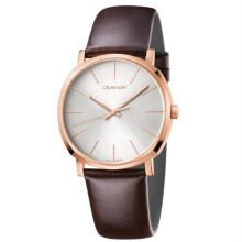Calvin Klein K8Q316G6 Posh Quartz Cadran Argent avec Bracelet Cuir Marron - Montre Homme
