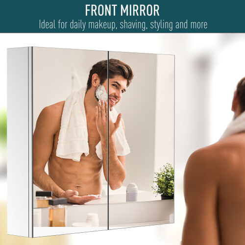 Homcom HOMCOM Bathroom Cabinet W/ Double Door Wall Mounted Mirror 2