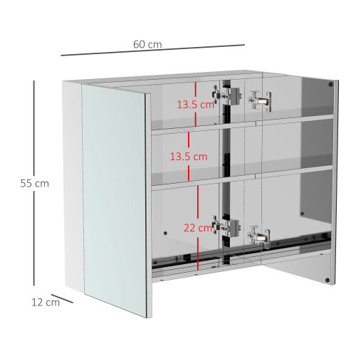 Homcom HOMCOM Bathroom Cabinet W/ Double Door Wall Mounted Mirror 1