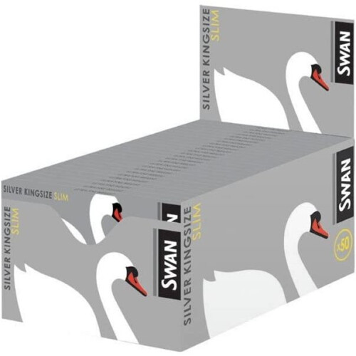 1 BOX OF 1600 PCS (32 LEAVES X 50 BOOKLETS) SWAN SILVER KING SIZE SLIM ROLLING PAPERS CIGARETTE SMOKING