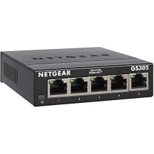 NETGEAR GS305, 5 Port Gigabit Ethernet Network Switch, Ethernet Splitter, Hub, Desktop, Sturdy Metal, Fanless, Plug and Play