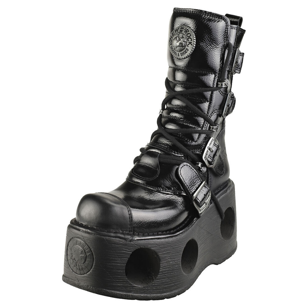 (4) New Rock Patent Spring Neptuno Unisex Platform Boots