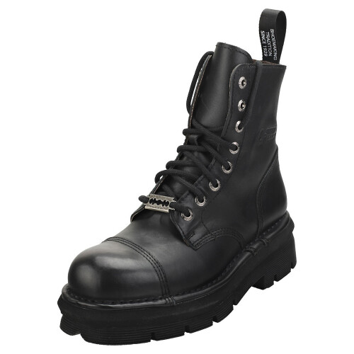 New Rock (39) New Rock Milit?r-Boots - Klassische Lederschuhe Schwarz