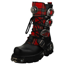 (46) New Rock Tartan Reactor Stiefeletten Schwarz-Tartan