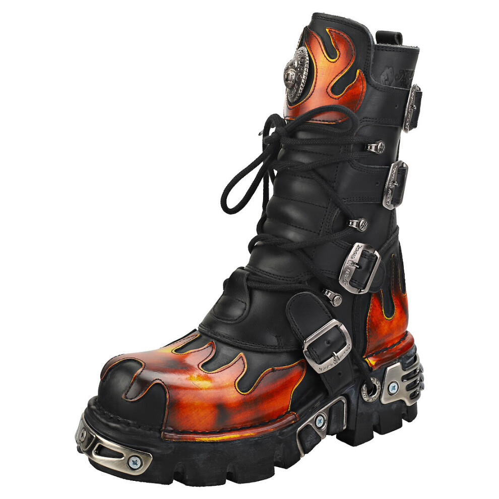 New Rock (6) Flames And Reactor Unisex Platform Boots