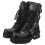 New Rock (36) New Rock Platform Boots Block-Heel in Metal-Look Schwarz Unisex 6