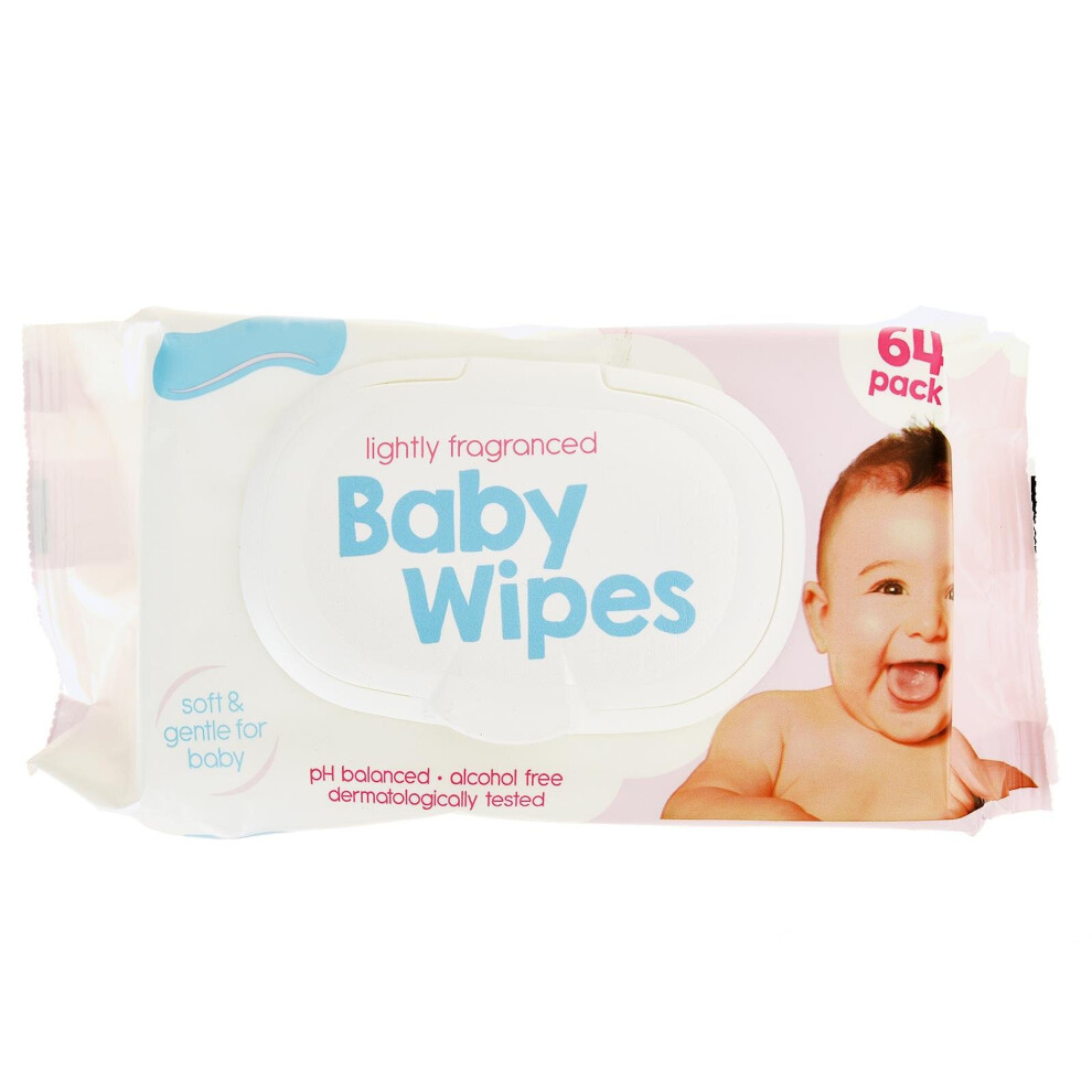 64 Pack Baby Wipes Lightly Fragranced Soft Gentle Tested