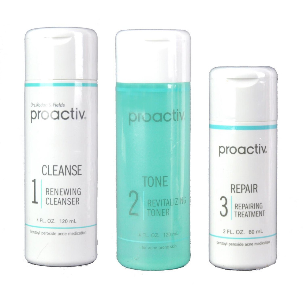 Proactive Set of 3 Acne Treatment Skin Smoothing Exfoliator Oil Control 60 Day