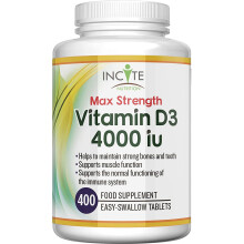 Vitamin D3 4000iu 400 Premium Micro Tablets - Easy-Swallow 6mm - UK Made, Non-GMO, 12-Month Supply